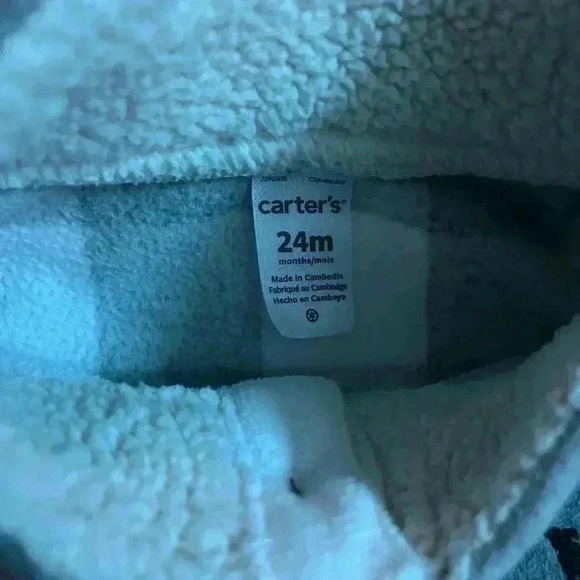 Carters 24 mo grey and white checkered fleece - Picture 3 of 3